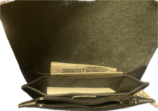 Leather chain wallet with buffalo nickel snaps