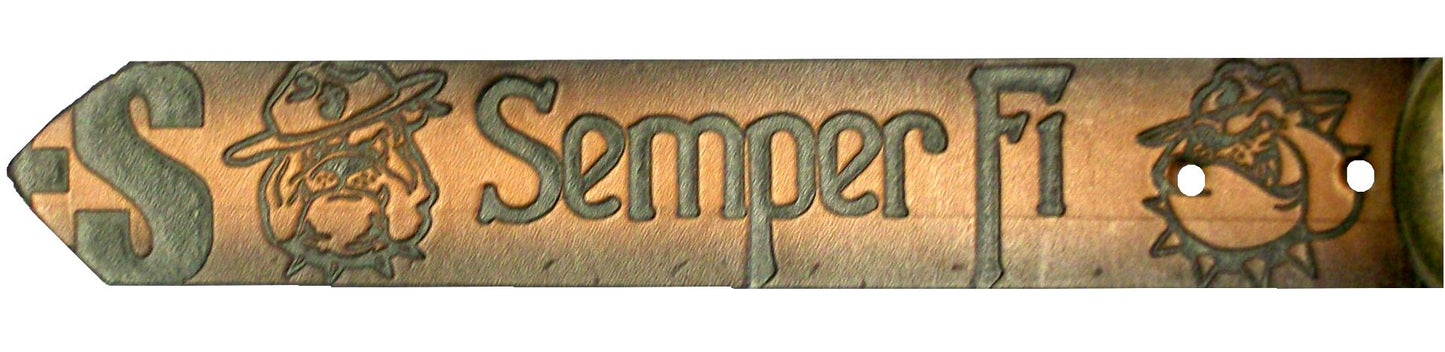 Marines Semper Fi scene embossed leather belt