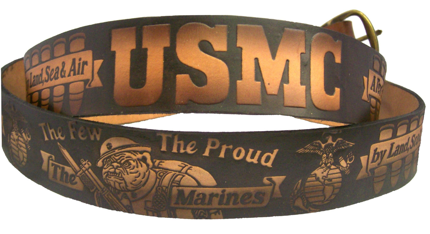 Marines A Few Good Men scene embossed leather belt