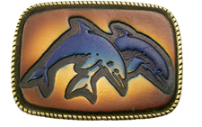 Leather Belt Buckle Dolphin Design