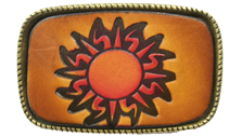 Leather Belt Buckle Sun Designs