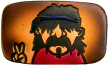 Leather Belt Buckle Peace Man Hippie Design