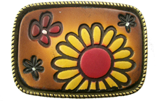 Leather Belt Buckle Daisy Flower Design
