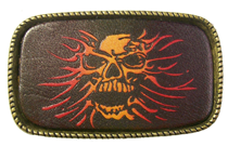 Leather Belt Buckle Screaming Skull Design