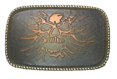 Leather Belt Buckle Screaming Skull Design