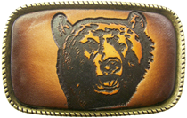 Leather Belt Buckle Bear Design