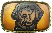 Leather Belt Buckle Labrador Dog Design