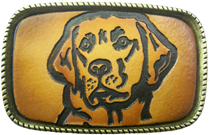 Leather Belt Buckle Labrador Dog Design