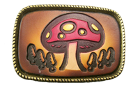 Leather Belt Buckle Mushroom Design