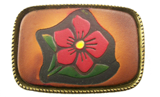 Leather Belt Buckle Flower Design
