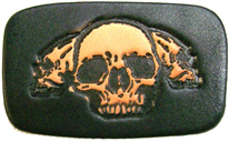 Leather Belt Buckle 3 Skull Design