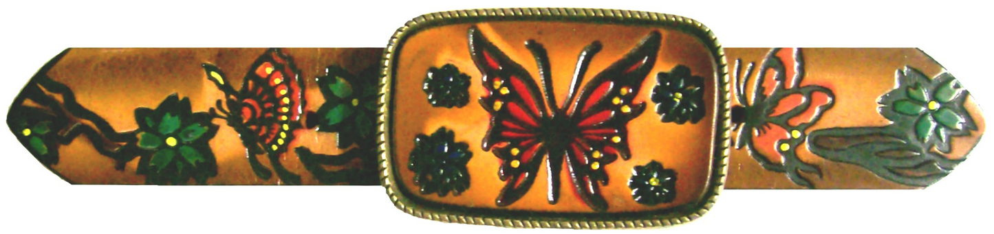 Leather Belt Buckle Butterfly Design