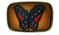 Leather Belt Buckle Rebel Butterfly Design