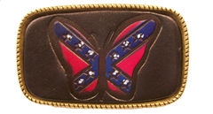 Leather Belt Buckle Rebel Butterfly Design