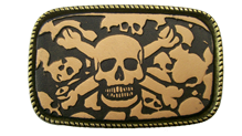 Leather Belt Buckle Skull and Bones Design