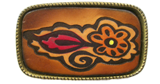 Leather Belt Buckle Paisley Design