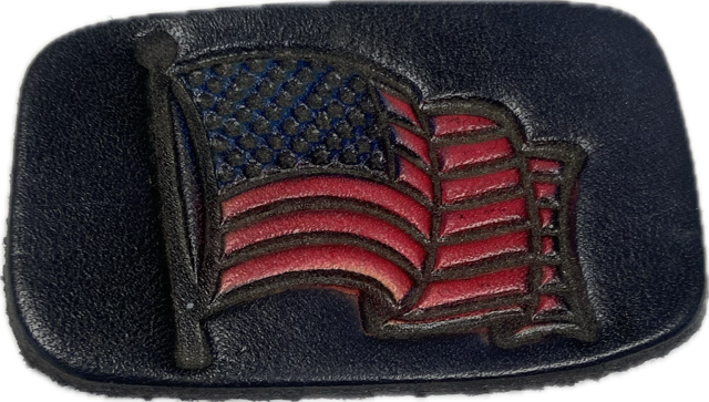 Leather Belt Buckle American Flag Design