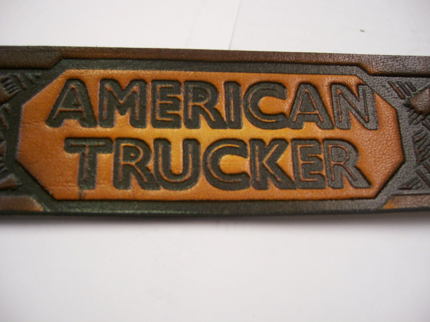 American Trucker painted scene embossed leather belt