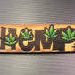 Hemp painted scene brown embossed leather belt