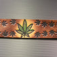 Hemp painted scene brown embossed leather belt