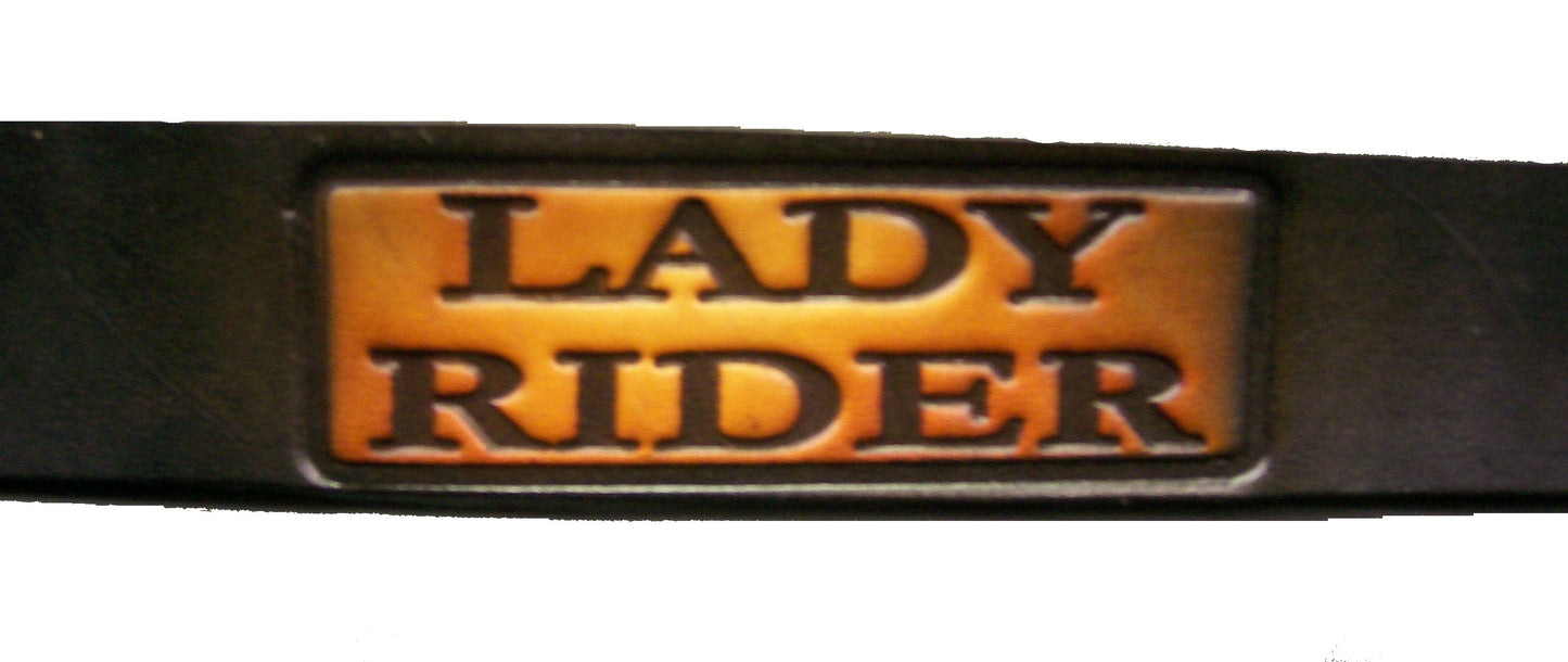 Lady Rider painted scene embossed leather belt