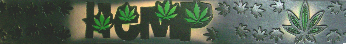 Hemp painted scene black embossed leather belt