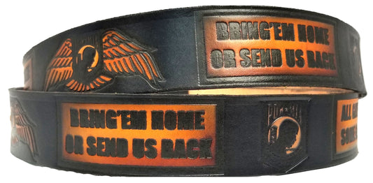 Some Gave All painted scene embossed leather belt