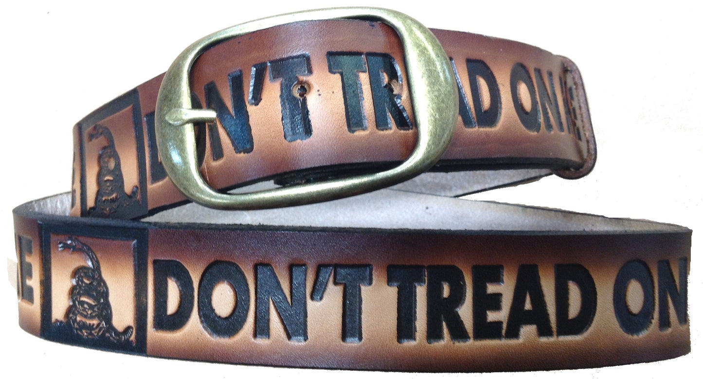 Don't Tread on Me scene embossed leather belt