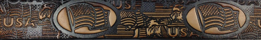 American Flag scene embossed leather belt