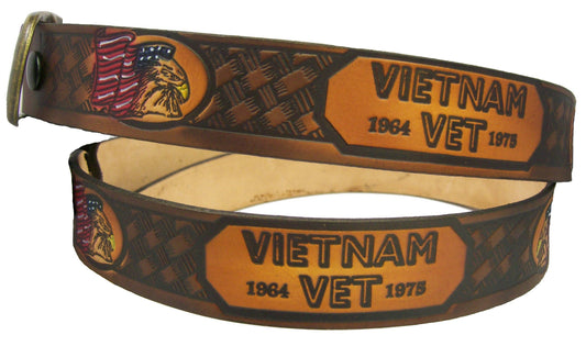 Vietnam Veteran scene embossed leather belt