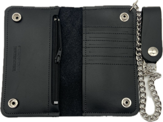 Leather credit card chain wallet with hidden Snaps