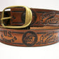 Marines Semper Fidelis Bulldog scene embossed leather belt